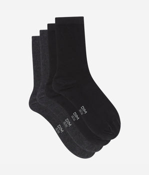 Pack of 2 pairs of charcoal & black mid calf socks for women