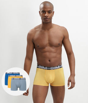 Dim Powerful pack of 3 stretch cotton trunks with graphic waistband in blue