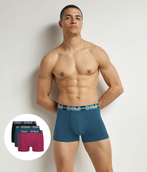 Pack of 3 boxers cotton stretch 3D Belt Black Blue Red Powerful