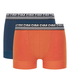 Stay and Fit Pack of 2 men's blue- orange stretch cotton boxers