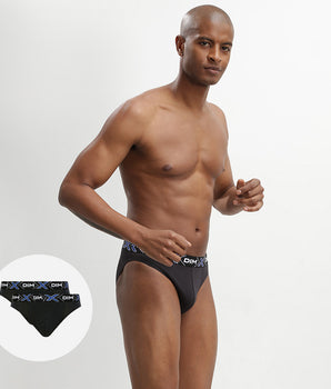 Pack of 2 pairs of black X-Temp stretch cotton briefs