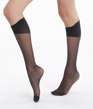 Pack of 2 pairs of black AbsoluFlex 20 transparent knee highs