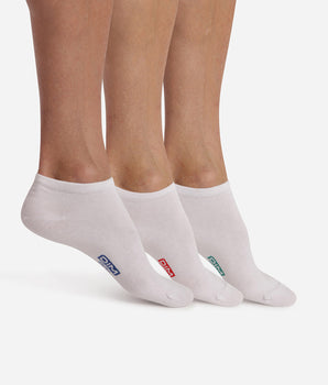 Pack of 3 pairs of white cotton trainer socks for men