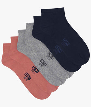 Pack of 3 pairs of men's cotton socks Navy Pink Dim