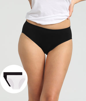 Pack of 2 black and white seamless microfibre panties Les Pockets Eco