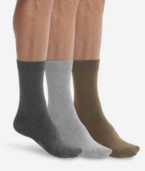 Pack of 3 pairs of men's socks grey Khaki Dim Basic Cotton