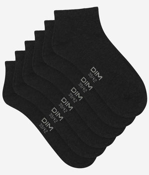 Pack of 3 Pairs of Men's Short Socks Black Dim Cotton