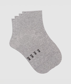 Cotton Style pack of 2 pairs of ankle socks in grey cotton and silver lurex