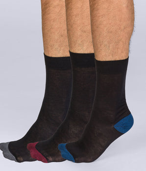 Pack of 3 pairs of Mix and Match Coton Style mid calf socks for men