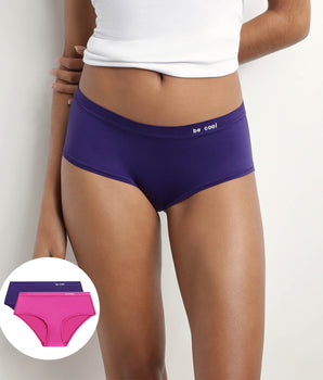 Oh My Dim's Pack of 2 women's shorties in Fuchsia and Violet microfibre