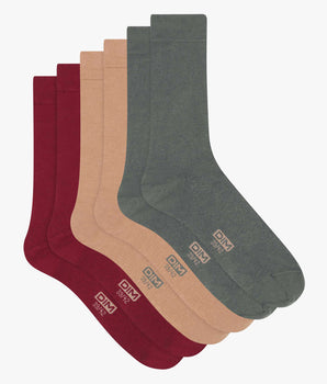 Pack of 3 Pairs of Red Khaki Cotton Men's Socks Dim