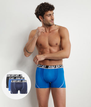 Pack of 3 men's Blue Dim Sport thermo-regulating microfibre boxers