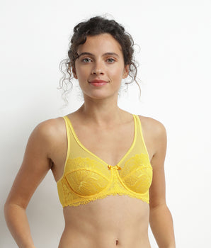 Yellow lace push-up bra Dim Generous Essentiel