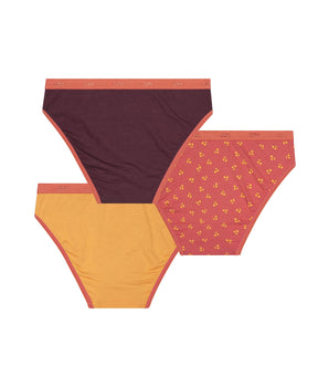 Pack of 3 girls' knickers with cherry patterns in Chocolat Les Pockets