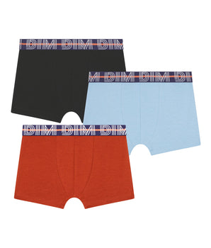 Pack of 3 Blue Red boys' boxer shorts with Dim cotton Stretch graphic waistband