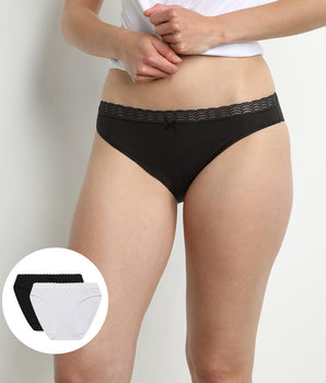 Pack of 2 black and white women's panties DIM Fashion