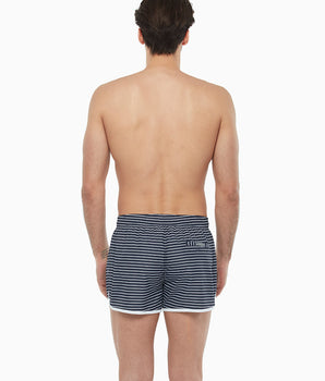 Men's Short Swimsuit with White and Blue Stripes