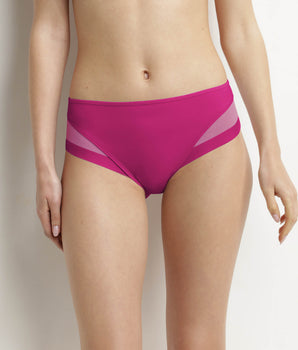 Women's microfibre and tulle midi briefs Generous Pink