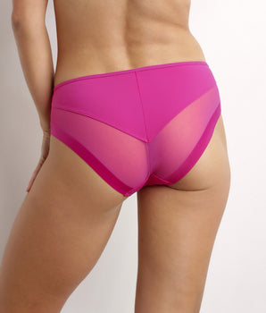 Women's microfibre and tulle midi briefs Generous Pink