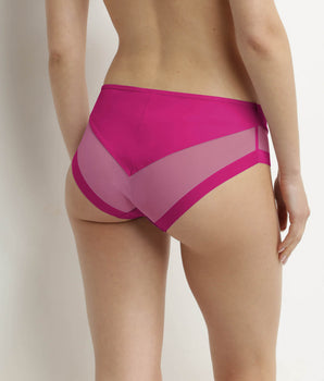 Women's microfibre and tulle midi briefs Generous Pink