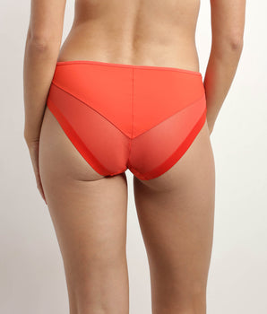 Women's microfibre and tulle knickers in Flame-red Generous