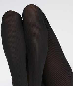 Black Dim Style Women's tights in ribbed opaque voile