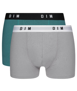 Dim Originals Pack of 2 men's boxers in stretch cotton  in steel emerald green