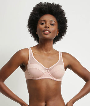 Generous Pink organic cotton and plumetis underwired bra