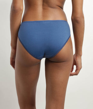 Women's briefs in organic cotton and plumetis tulle in Cloudy Blue Generous