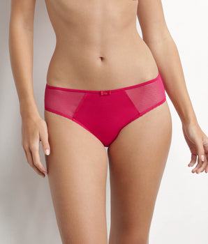 Women's organic cotton and tulle plumetis panties Rouge Cerise Generous Dim