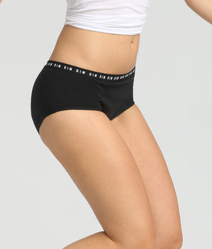 Black washable period shorty in cotton - medium flow Dim Protect