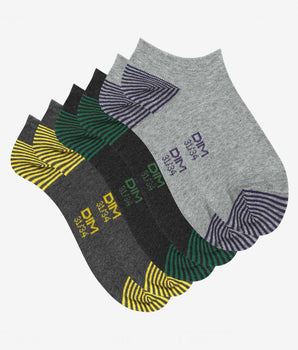 Pack of 3 children's socks with colored ends Gray Cotton Style