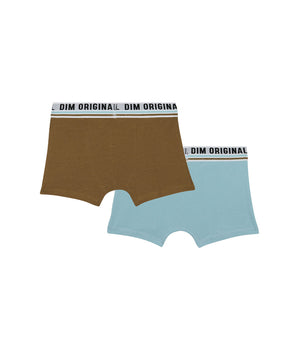 Dim Originals Pack of 2 Blue Brown stretch cotton boxers with a retro waistband