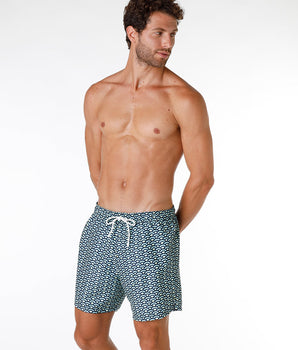 Men's swimming costume with blue print