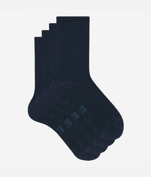 Pack of 2 pairs of women's navy blue mercerized cotton socks