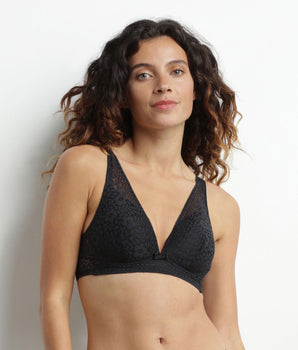 Black Sublim recycled floral foulard lace bra