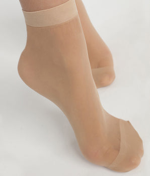 Pack of 2 Beige Ultra Resist knee-high socks made of reinforced voile