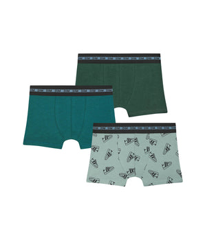 Pack of 3 boys' boxers in blue with sneaker patterns Dim Coton Stretch