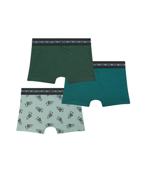 Pack of 3 boys' boxers in blue with sneaker patterns Dim Coton Stretch