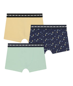 Pack of 3 Pixel Blue Yellow Cotton Stretch Fashion Boxer Briefs for Boys