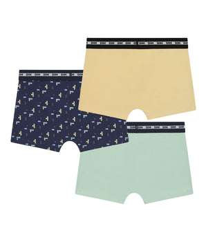 Pack of 3 Pixel Blue Yellow Cotton Stretch Fashion Boxer Briefs for Boys