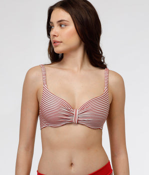 Refined Jaquard underwired bra, red stripes