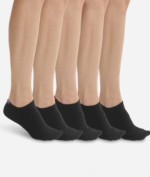 Pack of 5 pairs of women's black ankle socks with coloured markers EcoDim