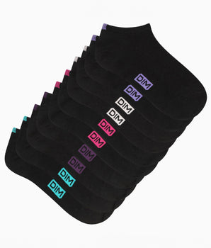 Pack of 5 pairs of women's black ankle socks with coloured markers EcoDim