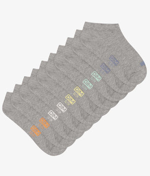 Pack of 5 pairs of unisex grey cotton socks with EcoDim labels