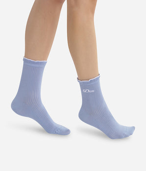 Madame Dim Women's Lavender Blue Gathered Cotton Socks