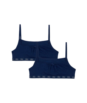 Dim Skin Care Pack of 2 organic cotton Navy blue girl's bralettes