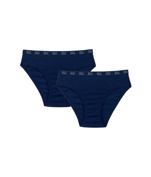 Dim Skin Care Pack of 2 Navy Blue girls' organic cotton knickers