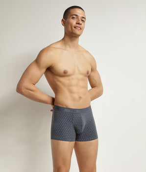 Men's stretch cotton boxer shorts in lavender with polka dots Dim Fancy