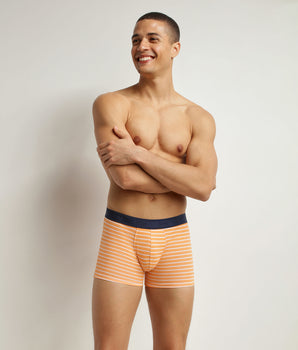 Men's stretch cotton orange striped boxer shorts Dim Fancy